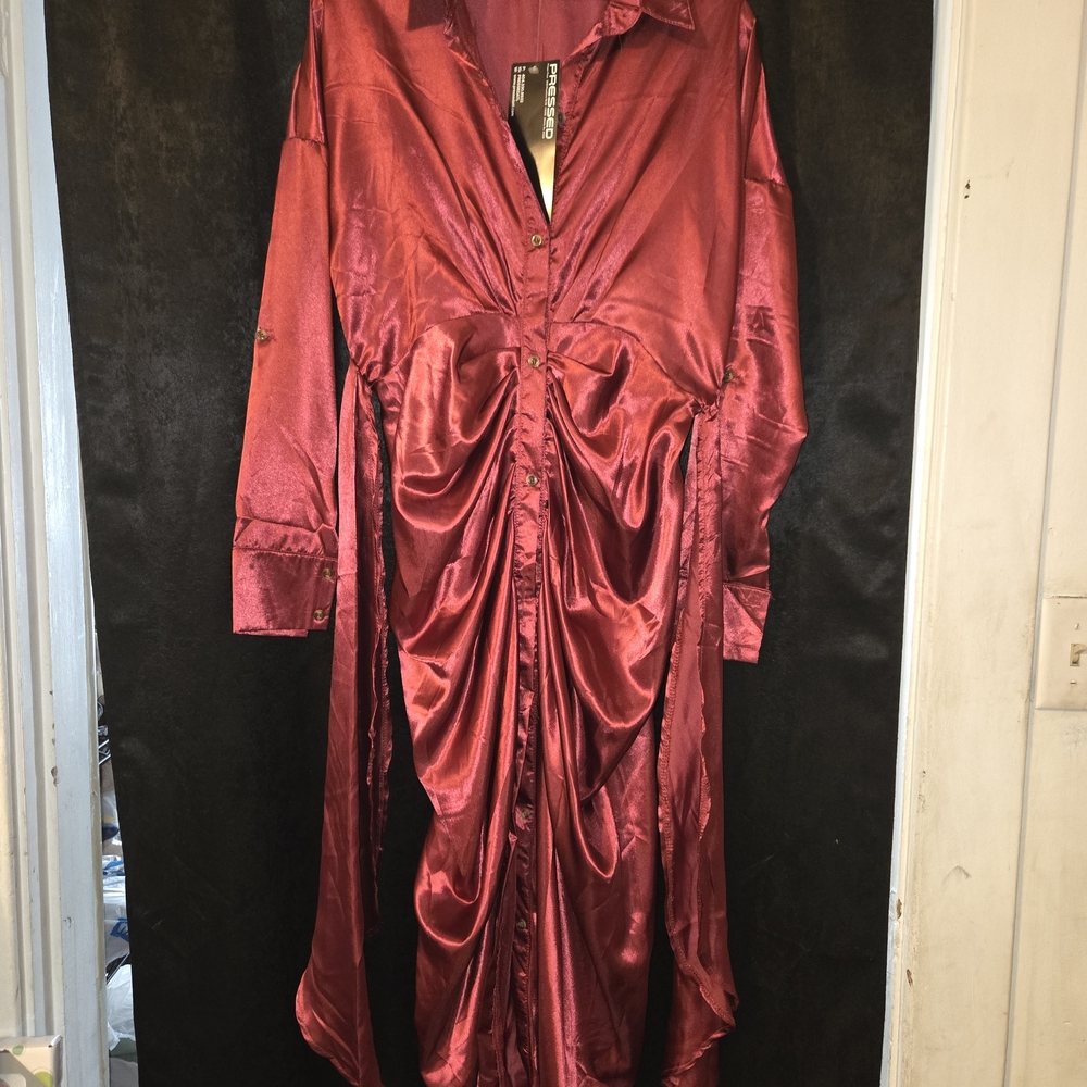 Pressed ATL Elegant Red Satin Dress